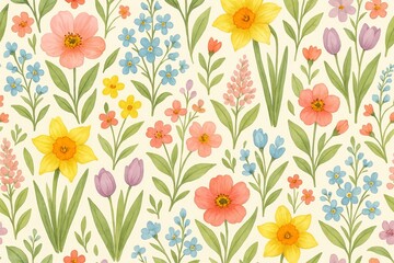 Spring floral pattern Lovely seamless flower design for wallpaper textile and seasonal projects