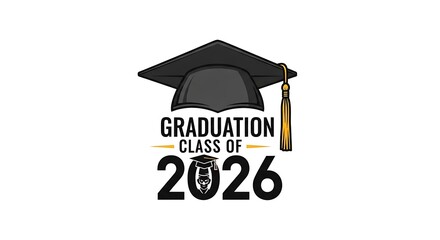 Graduation Class of 2026 Design with Mortarboard and Skull