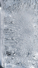 Abstract Pattern of Frozen Bubbles within Ice Block Macro Shot