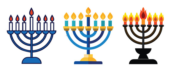 Colorful Menorah Candle Holder Hanukkah Vector Illustration