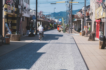 Obraz premium 水木しげるロード、レトロな商店街の風景、鳥取、日本