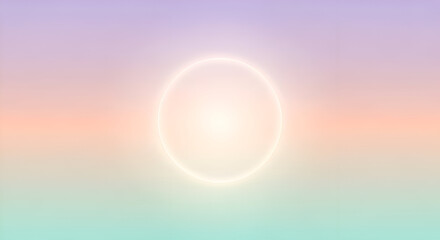 Glowing Orb Centered Against a Soft Pastel Gradient Background.