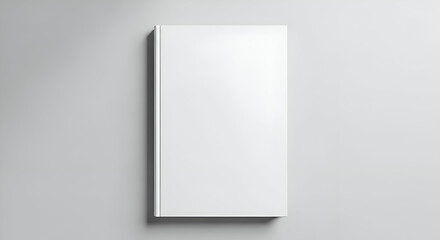 Minimalist White Book Mockup on Gray Background Vertical Composition Clean Design.