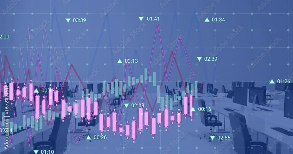 Poster the coastline of a large city, with data processing taking place over a grid network