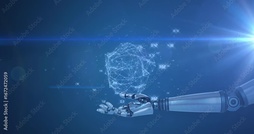 Poster animation of network of connections over robot's arm