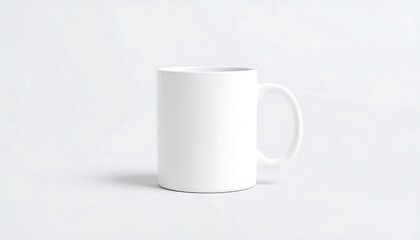 Obraz premium Empty white mug on a light background