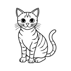 Obraz premium A cute cartoon tabby cat sitting and looking forward with big eyes isolated on white background isolated on transparent background