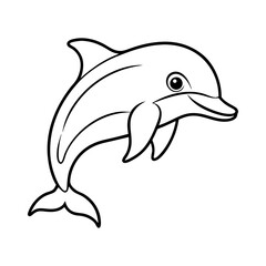 A happy cartoon dolphin leaping playfully out of the water isolated on white background isolated on transparent background