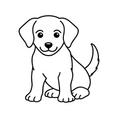 Cute cartoon puppy sitting happily with floppy ears and wagging tail isolated on white background isolated on transparent background