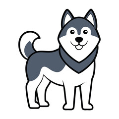 Alaskan Malamute Dog White Background Vector