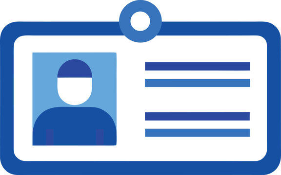 Scalable vector graphic illustration of a blue and white worker id card with barcode