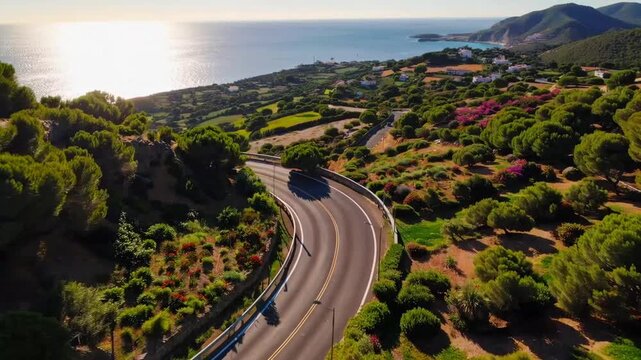 Beautiful and Scenic Morning View on Picturesque Road in Serene Location