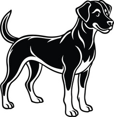 Loyal black dog silhouette standing as a pet design isolated on white background isolated on transparent background