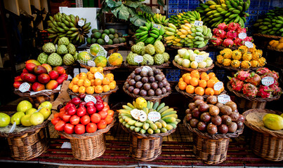 exotic fruits and a lively atmosphere at a vibrant tropical fruit market