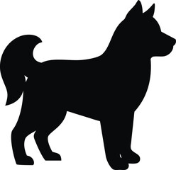 Black dog silhouette standing loyal pet design isolated on white background isolated on transparent background