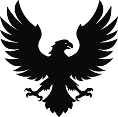 Majestic flying eagle with spread wings powerful bird silhouette isolated on white background isolated on transparent background