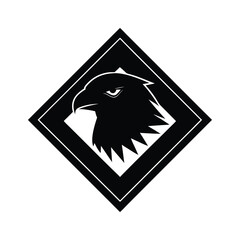 silhouette of a hawk face inside angular diamond