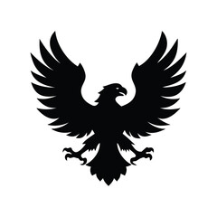 Naklejka premium Silhouette of a majestic eagle with wings spread wide in flight isolated on white background isolated on transparent background
