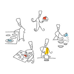 Cooking Team in the Kitchen minimalist vector illustration