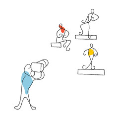 Professional Photographer Shooting minimalist vector illustration