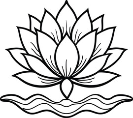 Fototapeta premium Beautiful blooming lotus flower in water with spiritual floral design isolated on white background isolated on transparent background