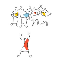 Minimalist choir and conductor abstract vector art