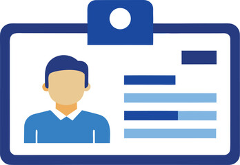 Worker id card with barcode and blue accents scalable vector illustration