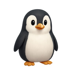 Fototapeta premium Cute 3D penguin character standing; PNG transparent background. 