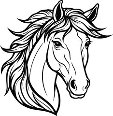 Majestic horse head sketch illustration for banners and advertisements isolated on white background isolated on transparent background