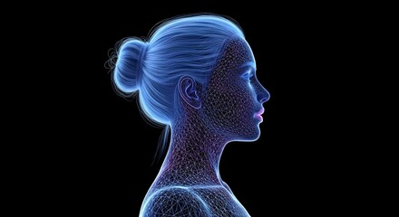 Futuristic Profile of a Woman with Neon Glow