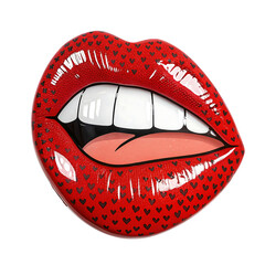 Obraz premium Red lips with open mouth and white teeth isolated on transparent background