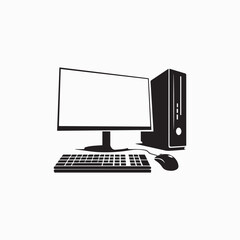 computer monitor with mouse and keyboard