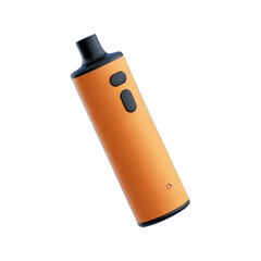 Orange rechargeable vaping device with black buttons on a black background for modern lifestyle use