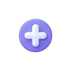 Obraz premium 3D illustration of a glowing purple circular plus sign button on black background for web icon
