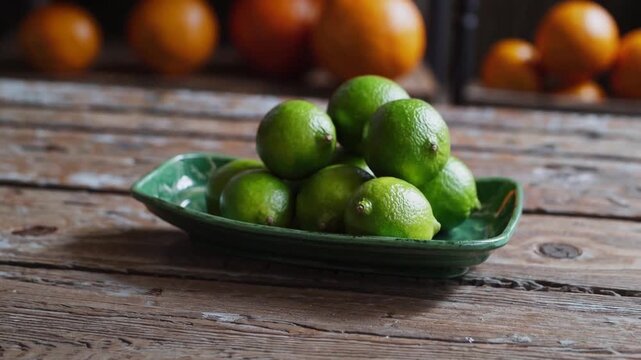 large quantity of fresh citrus fruit piled high on verdant clay platter. large quantity of fresh citrus fruit piled high on verdant clay platter, is citrus fruit, accent the flavours of foods and bev