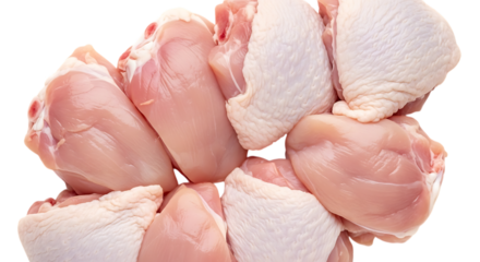 Pile of fresh raw chicken pieces isolated on transparent background, a perfect ingredient for a delicious and proteinrich meal, prepared with care and culinary expertise