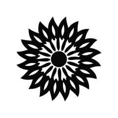 Intricate black floral mandala design with radial symmetry isolated on white background isolated on transparent background
