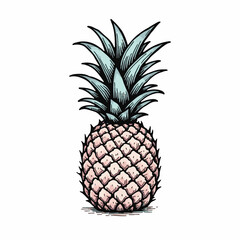 Obraz premium Bright Tropical Pineapple Illustration – Colorful Fruit Vector Art