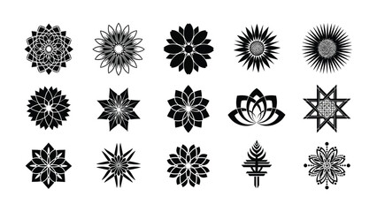 Floral Ornament Collection: A diverse collection of detailed, black and white floral ornaments, ideal for design projects, offering elegance and versatility for various creative uses.