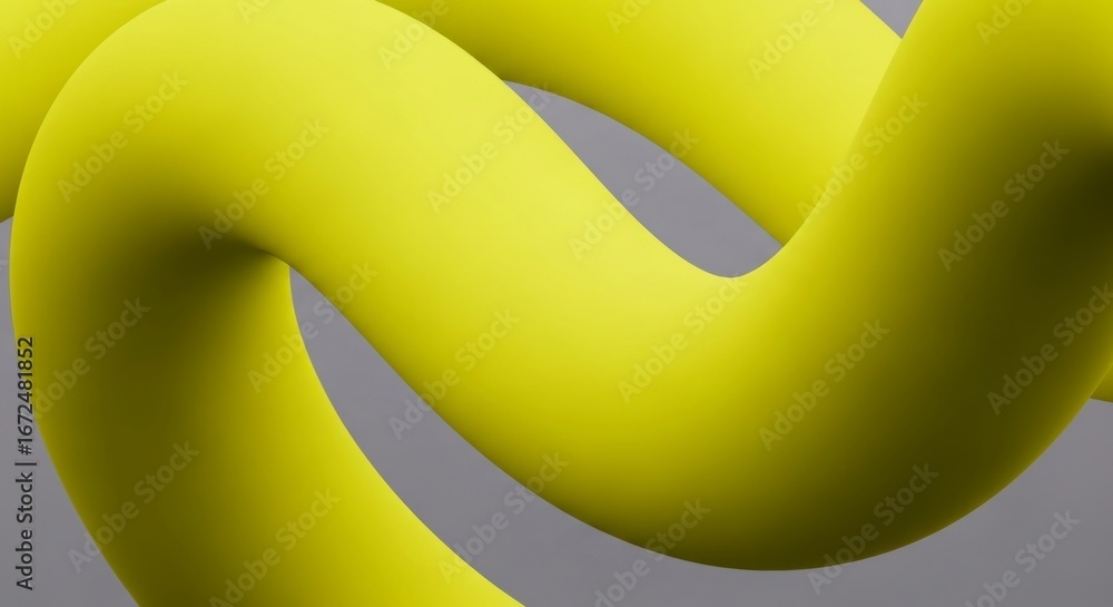 Poster abstract, vibrant yellow curves intertwine against a neutral backdrop, creating a dynamic and smooth
