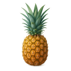 Fototapeta premium Ripe pineapple with crown, transparent background 