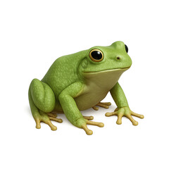 Obraz premium Green cartoon frog, side pose, transparent background 