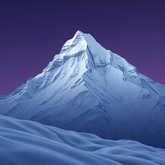 Snow covered mountain peak against a deep purple sky winter
