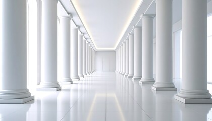 Fototapeta premium Empty white colonnaded hall (1)
