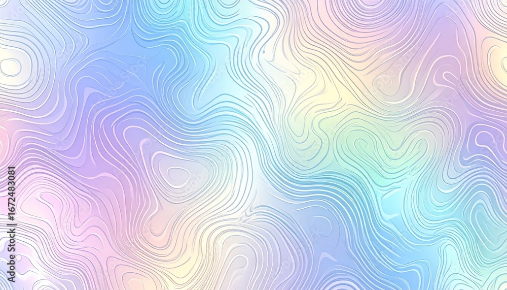 Poster abstract holographic texture with pastel tones and a smooth gradients with a wavy design