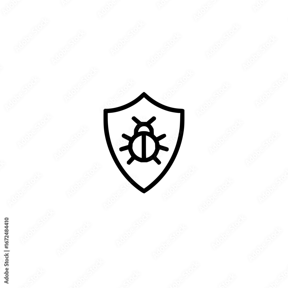 Aufkleber a simple line drawing of a shield containing a bug like insect with many legs and antennae inside it