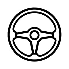 Obraz premium A simple line drawing of a black steering wheel with three spokes inside of a black outlined circle shape