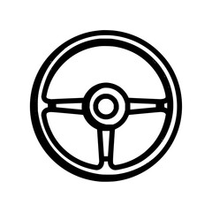 Fototapeta premium A simple black and white drawing of a steering wheel with a circular center and three spokes design element