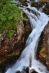 Waldbach in Polen, Langzeitbelichtung, vertikal