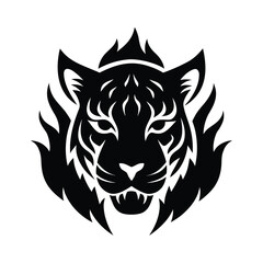 silhouette of a tiger face with piercing eyes inside